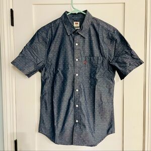Levi's Men's Small Chambray Blue Cotton Button Down Shirt Short Sleeve